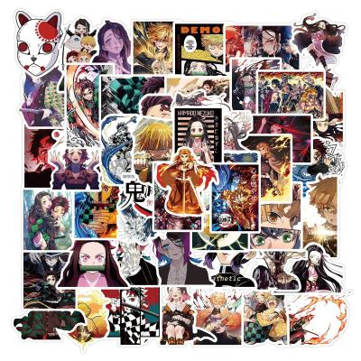 China New Decorative Demon Slayer Sticker 50Pcs Style Anime Cartoon Stickers Kamado Tanjirou Nezuko Sticker for sale