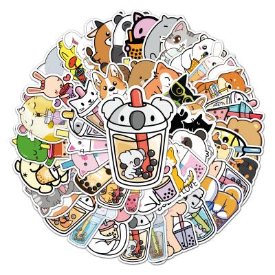 China 50PCS Decorative Cute Sticker Cartoon Sticker For Bottle Notebook Skateboard Boba Tea Decorative Jumping Sticker for sale