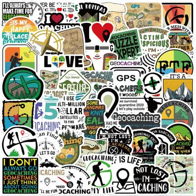 China 50PCS Decorative Outdoor Geocaching Sticker Vinyl Waterproof Stickers For Laptop Guitar Luggage for sale