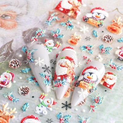 China Empaistic 5D Sticker Christmas Nail Stickers Decorative Toes Nail Stickers For Women Teens Kids Nail Toes Decor for sale