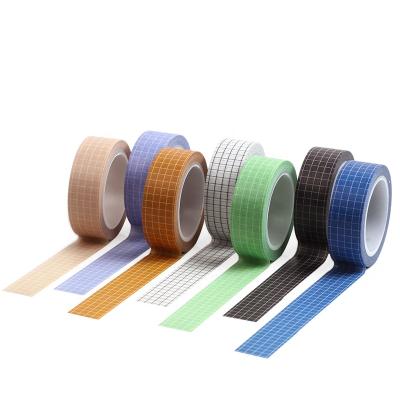 China Colorful Washi Square Grid 15MM Wrapping Washi Tape For Student Diy Decor Adhesive Plaster Notebook Paper Decal Tape for sale