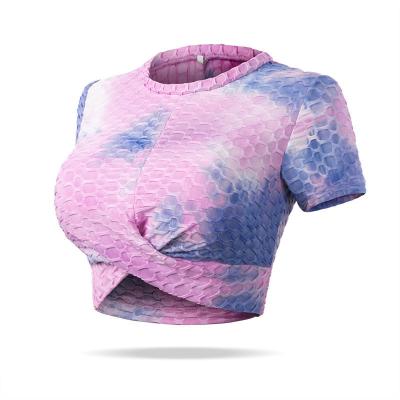 China QUICK DRY Woman Breathable Sports Bra Fitness Custom Yoga Tie Dye V Tops Quick Dry Yoga Vest for sale