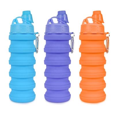 China Sustainable Food Grade Silicone Outdoor Sport 500ml Ronya RC37 Collapsible Water Bottle With Handle for sale