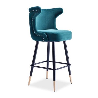 China Modern bar stool upholstery dining hotel restaurant metal frame high velvet bar stool chair for sale