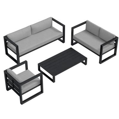 China Modern Modern Apartment Teak Aluminum Outdoor Garden Sofa With Cushions for sale