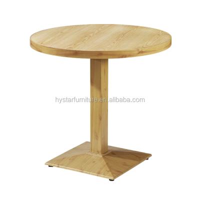 China Fashionable Commercial Restaurant Coffee Table Furniture Wooden Cafe Tables With Single Leg for sale