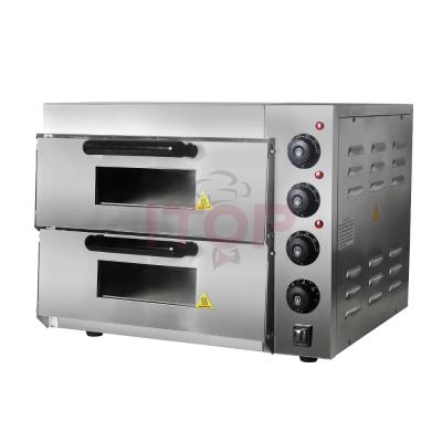 China Electric Bakery Timer Stone Baking Oven Commercial Kitchen Pizza Oven Desktop Oven Stainless Steel Double Layers for sale