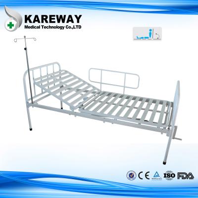 China Single Crank Manual Hospital Patient Bed With Mattress , Powder Coated Steel for sale