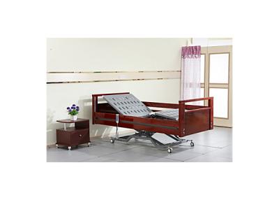 China Full Electric Homecare Hospital Beds With Wood Guard Rails Three Motors , Stable Base Structure for sale