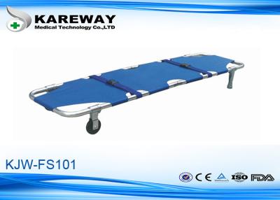 China Blue Emergency Folding Stretcher With 2 Straps , Patient Transport Trolley For Construction Site for sale