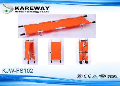 China Lightweight Aluminum Emergency Folding Stretcher With Orange Waterproof Fabric for sale