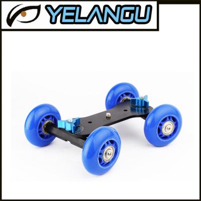 China Blue Tabletop Mobile Rolling Camera Rail Slider Mini Dolly Car Skater Video Track for sale