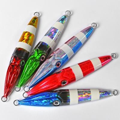 China Vertical Metal Jig 180g 200g 260g 300g Saltwater Fishing Lure Metal Artificial Groundbaits Glow Slow Building Lure Metal Jigs for sale