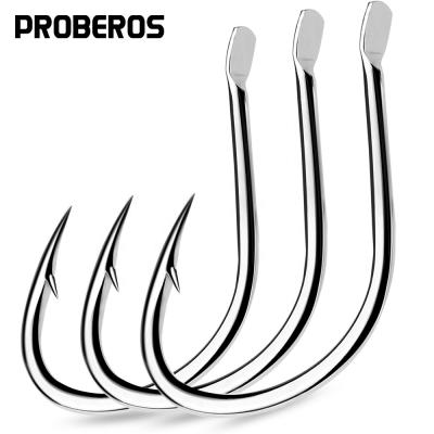 China Auxiliary Hook Anti Corrosion Flattening Pike Hook Jig High Carbon Steel Barbed Single Fishhook Jig Fishing Accessories for sale