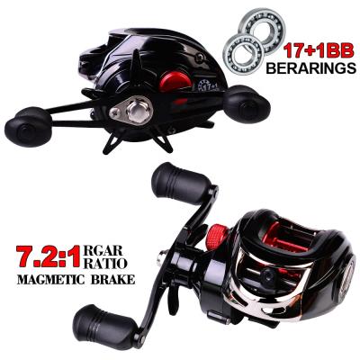 China Waterproof 7.2:1 Reel Metal Cup 17+1BB Baitcasting Fishing Reel High Speed ​​Metal Bait Cast Reel With Magnetic Brake for sale