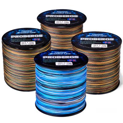 China Super strength PROBEROS 4 strands fishing line main line 300m 500m 1000m camouflage pe strong 4 pe weaves braided fishing rope for sale