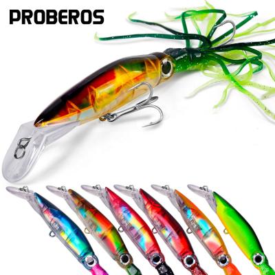 China ABS Hard Plastic Beard Bait Combo Squid Skirt Fishing Bait 40g Trolling Lure 14cm Hard Lure Fishing Tackle Octopus Lures for sale