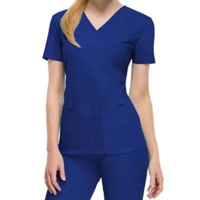 China Wholesale Classic Slim Fit Hospital Uniform Short Sleeve Medical Nursing Set Top For Women for sale