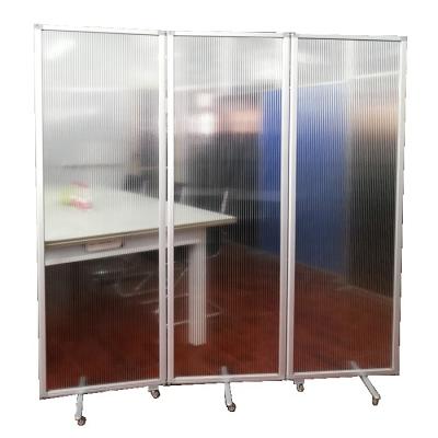 China Hot Sale Different Height Privacy Office Partition Screen Polycarbonate Folding Room Divider On Wheels for sale