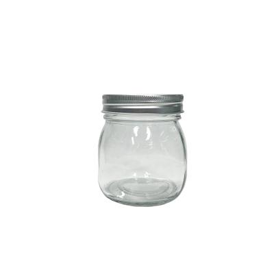 China Freshness Preservation 10oz 300ml Square Round Glass Food Canning Mason Jar With Metal Lid for sale