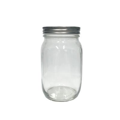 China Freshness Preservation 32oz 1000ml Wide Mouth Round Shape Square Glass Mason Jar With Metal Lid for sale