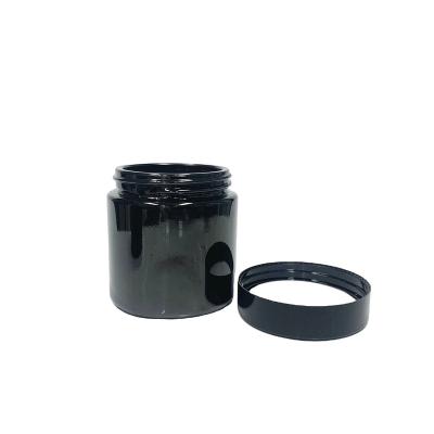 China Personal Care 4 Ounce 100ml Black Color Glass Cream Jar With Black Plastic Cap for sale