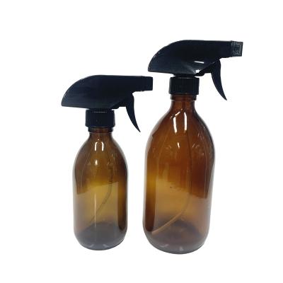 China 8oz 250ml Spray Glass Chemical Amber Bottle With Black Trigger Spray for sale