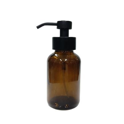 China 355ml 12oz Amber Glass Bottle Chemical Dish Soap With Liquid Dispenser Pump for sale