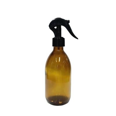 China 8oz 250ml chemical amber glass bottle with black plastic spray nozzle for sale