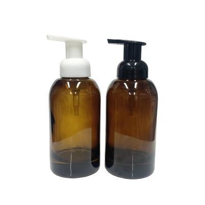 China Personal Care 375ml 12.5oz Amber Glass Hand Wash Bottle With Plastic Foaming Pump for sale