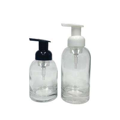 China Personal Care 8oz 12oz Glass Hand Soap Bottle With Plastic Foaming Pump Dispenser for sale