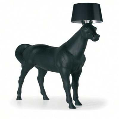 China Post Modern Italian Design Fiberglass Fabric Horse Black And White Floor Lamp for sale