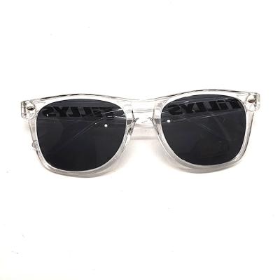 China Transparent Promo Sun Glasses Promotional Sunglasses with Custom Logo CE Sun UV Lenses 400 for sale