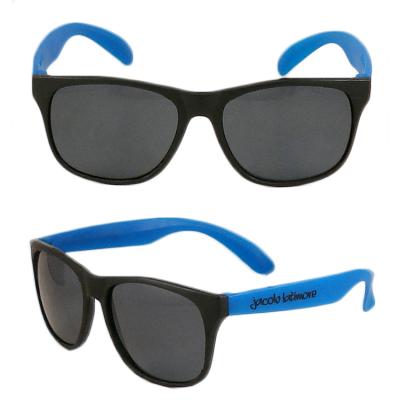 China Promo Sunglasses Customer Logo Uv 400 Lens Black Frame And Arm Blue Neon Rubberized 2021 Sunglasses for sale