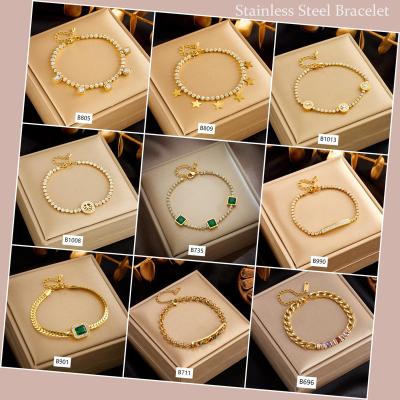 China Fashion Jewelry CLASSIC Bracelets Tarnish Free Tree Of Life Jewelry 18K Gold Plated Chain Bracelet Stainless Steel Zircon Bracelet for sale