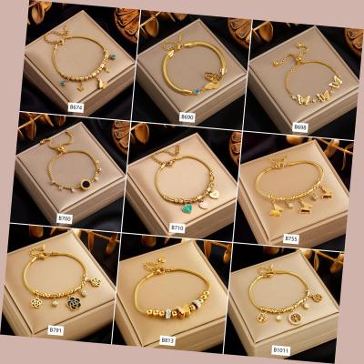 China Customs Fine Gemstone CLASSIC Cuban Gold Plated Bracelet Girls Bracelet Woman En Stainless Steel Gold Stainless Steel For Women for sale