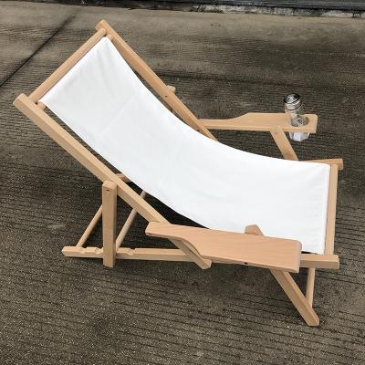 China Wooden Foldable Recliner Camping Outdoor Wooden Surfside Sling Leisure Picnic Chair Garden Folding Beach Chair Fishing Chairs for sale