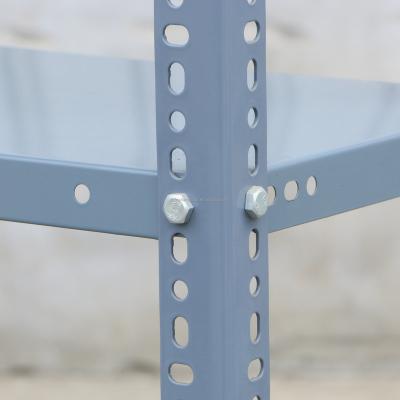 China Corrosion Protection Powder coated slotted angle shelving with bolts and nuts for sale