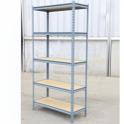 China Corrosion Protection 5 Tier Storage Shelving Rivet Boltless Shelving With MDF Board And Light Duty Metal Boltless Rivet Shelving Angle Steel Rack for sale