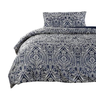 China 2021 Portable Hot Selling 100% Polyester Blue Color Jacquard Printed Comforter Cover Bedding Sets for sale