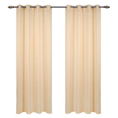 China Blackout Finished In Stock 100% Polyester Beige Color Semi Sheer Voile Window Curtain Patio Door Curtains for sale