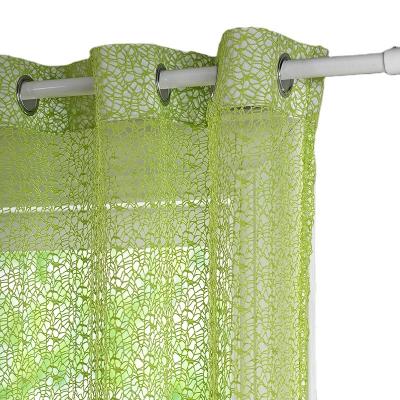 China Beautiful Blackout 100% Polyester Green Color Plaid Hollow Out Design Decorative Window Curtain for sale