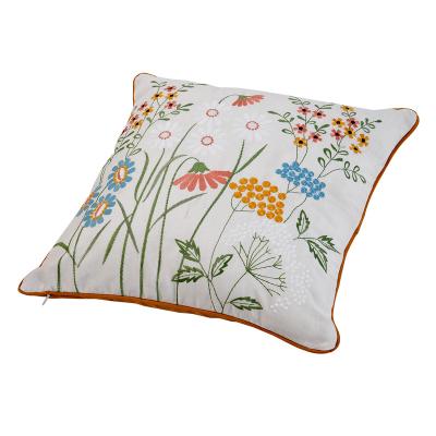 China Yellow White Color Floral Design Anti-static Hot Selling Comfortable Square Shape Sofa Back Cushion Throw Pillow for sale