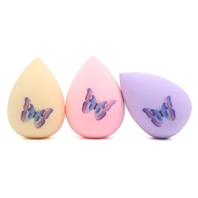 China Good Elastic JLY Customized My Own Logo Silk Screen Pattern Sponge Makeup Blending Power Puffs Sponges for sale