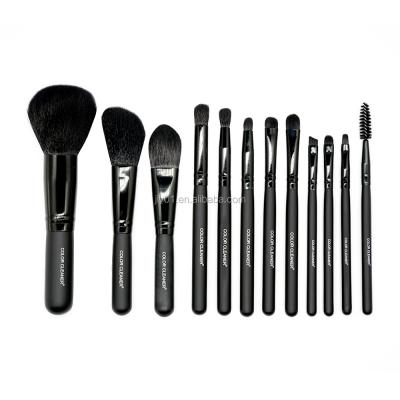 China Angular Blush 10 Pcs Portable Aluminum Handle Black Makeup Brushes For Women Makeup Kit for sale