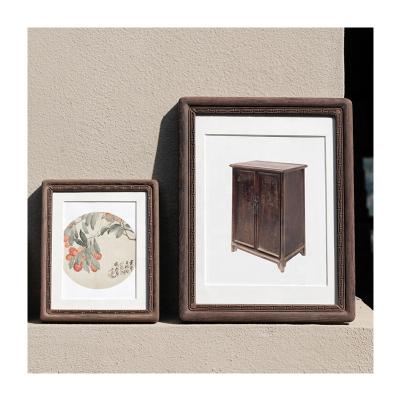 China Custom Exquisite Solid Wood Square Wooden Picture Frame Wenge Art Frame Home Art Decoration for sale