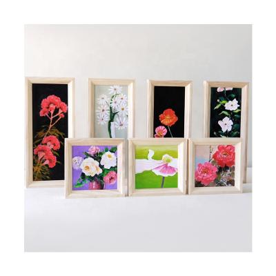 China Eco-Freindly Right Angle Simple Style, ASH Light Color Wooden Frame With Glossy 4*6 A4 Flower Customizable Size for sale