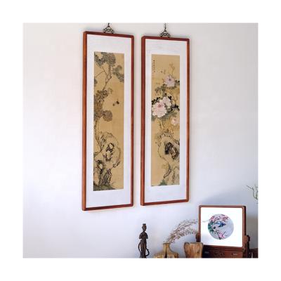 China Eco-Freindly Rectangular Precious Wood Frame Wall Hanging Dark Red Frame Decorative Frame for sale