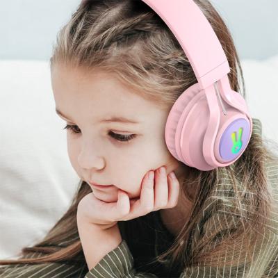 China Basee OEM Heavy Healthy Wholesale Cute Pink Kids Headphones Headphones Children Earphones for sale