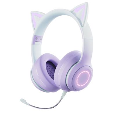 China Wireless Earphone Fingertime Brand New Design (can use wired also) Led Cat Ear Kids Gaming Headset Headphones for sale